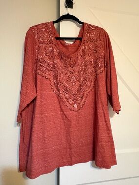 Catherines Rust Embellished Scoop Neck Tunic